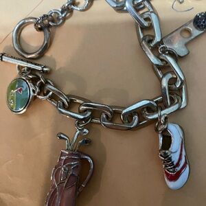 Golfer Golf Charm Bracelet dangling charms vintage enamel